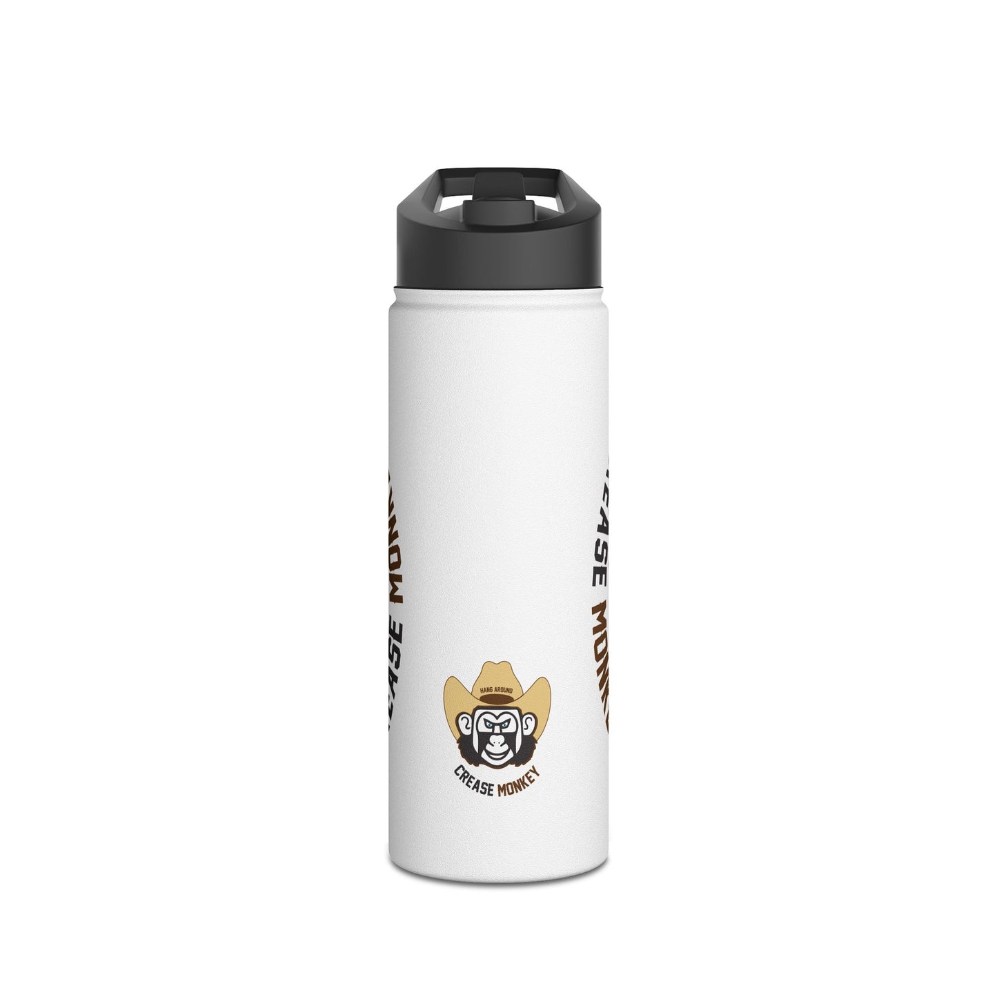 "Crease Monkey Hang Around" Stainless Steel Water Bottle, Standard Lid