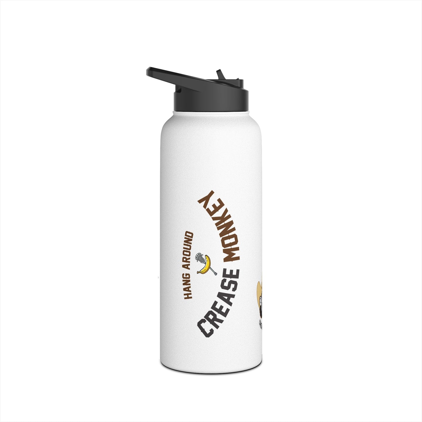 "Crease Monkey Hang Around" Stainless Steel Water Bottle, Standard Lid