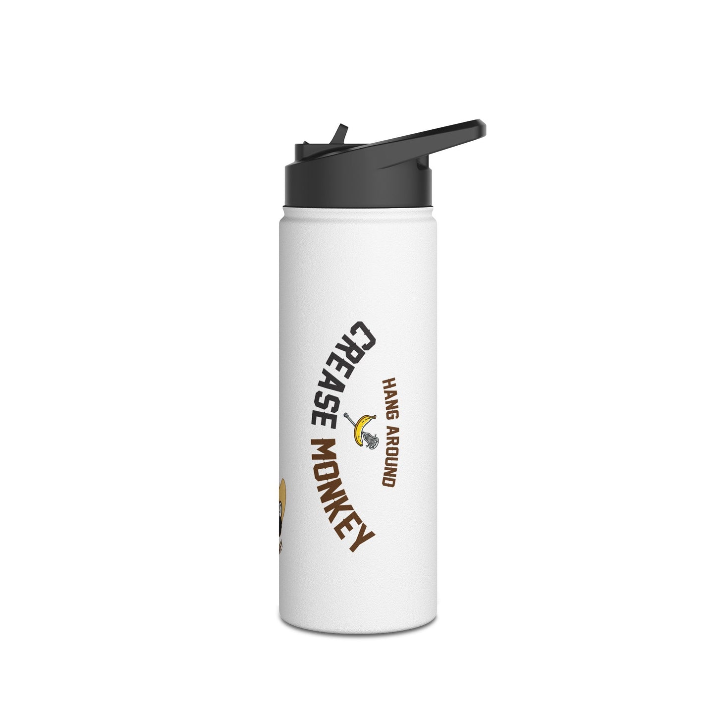 "Crease Monkey Hang Around" Stainless Steel Water Bottle, Standard Lid