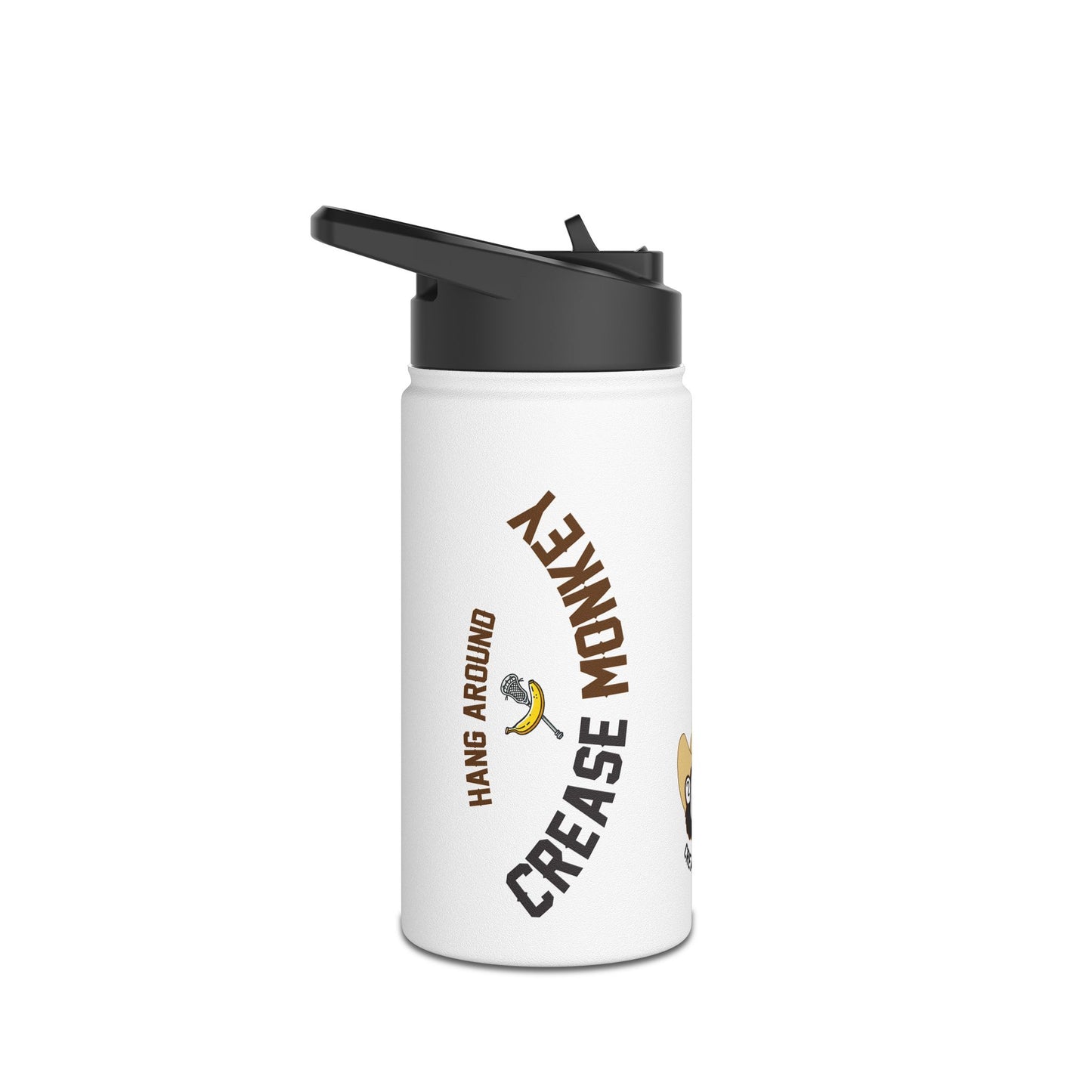 "Crease Monkey Hang Around" Stainless Steel Water Bottle, Standard Lid