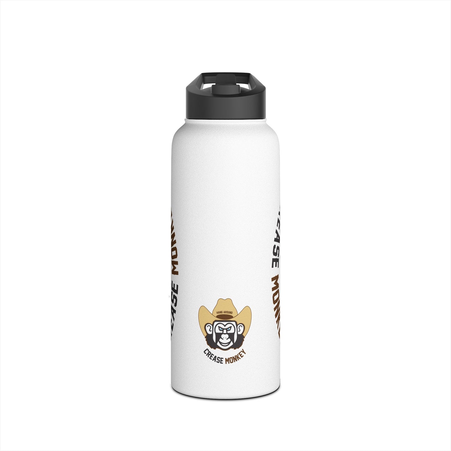 "Crease Monkey Hang Around" Stainless Steel Water Bottle, Standard Lid