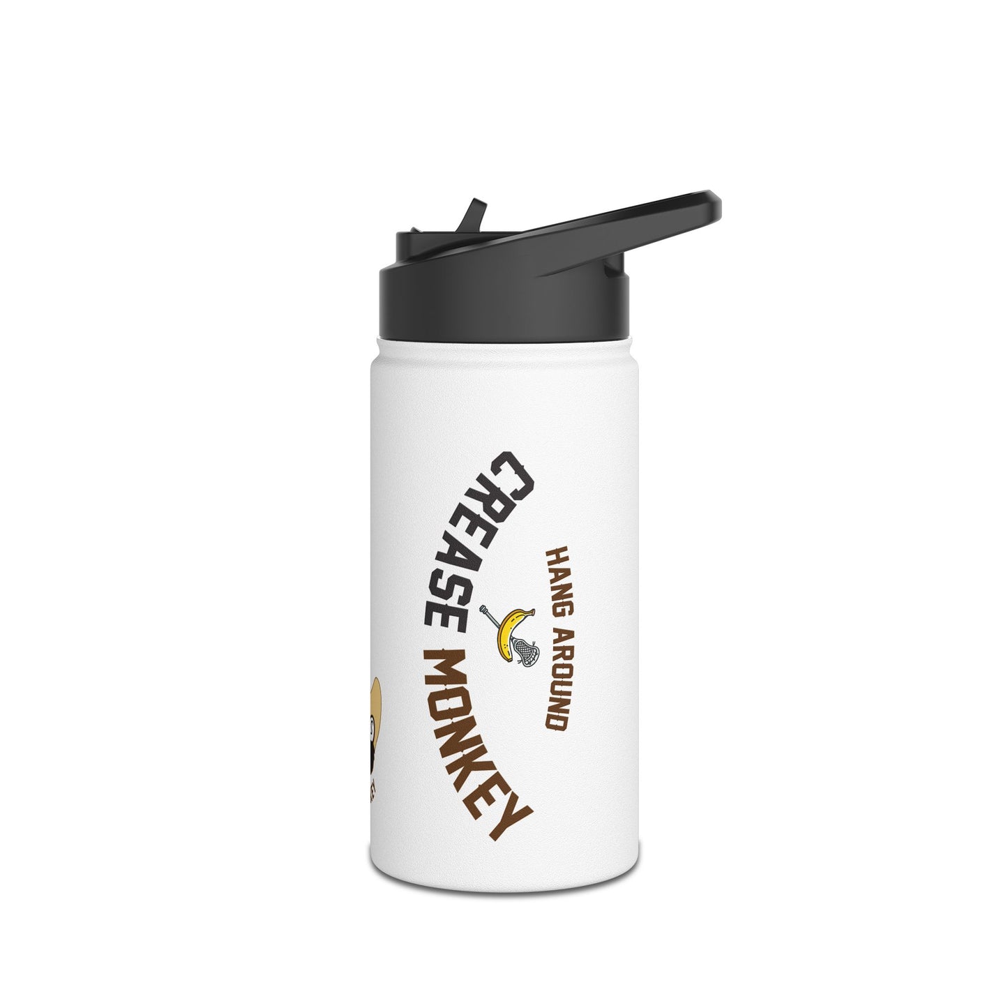 "Crease Monkey Hang Around" Stainless Steel Water Bottle, Standard Lid